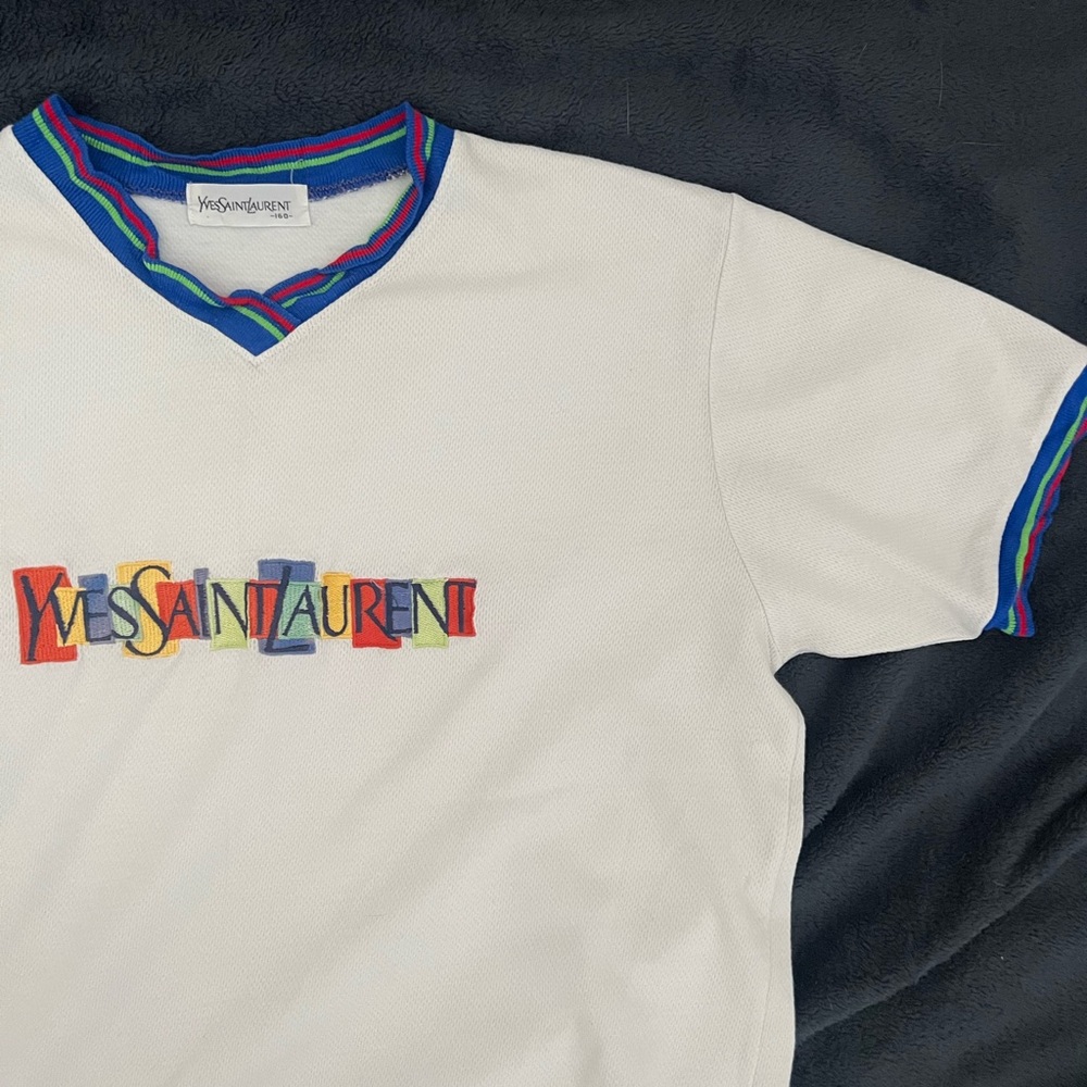 Yves, Saint Laurent, vintage, authentic T-shirt with embroidery detail